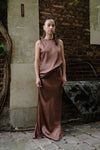 BASERANGE tight skirt SKDYF-VI-SP24 dark brown